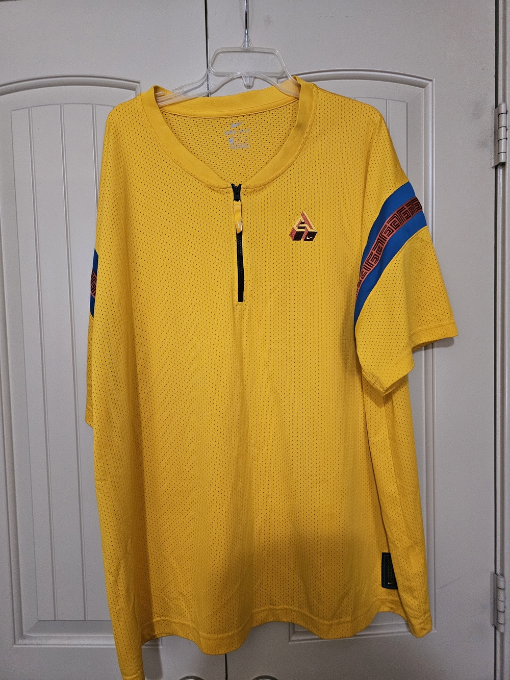 Nike Yellow Athletic Jersey with Blue Sleeve Accents